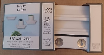 #ad 3 Pc Wall Shelfs White 6in W 1.75in H 4in D amp; Mounting Hardware Update A Wall
