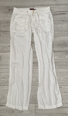 #ad Juicy Couture White 100% Linen Flare Leg Pants Size Small