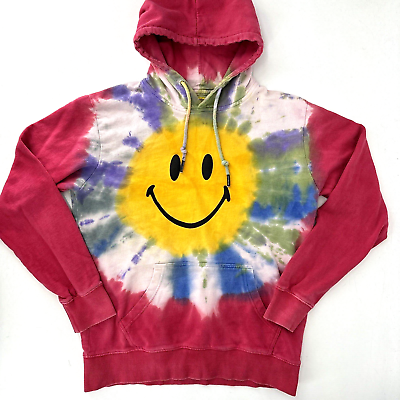 #ad Chinatown Market Smiley Face Hoodie Tie Dye Size Medium Hooded Colorful