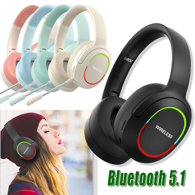 #ad Bluetooth Headphone Wireless Headset Noise Cancelling Mic For Phones PC Laptop