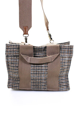 #ad Rue De Verneuil Womens Brown Houndstooth Top Handle Shoulder Bag Handbag