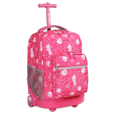 #ad Rolling Backpack With Fully Functional Wheels Locking Handle School Travel Bag