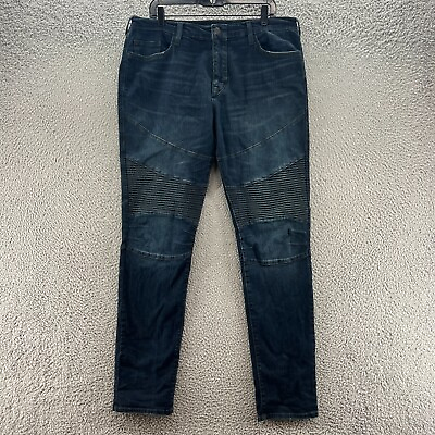#ad True Religion Jeans Mens 36X34 Blue Rocco Relaxed Skinny Stretch Denim Dark Wash