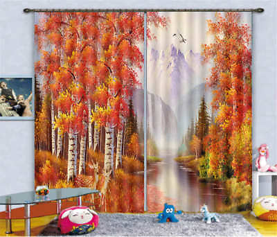 #ad The Autumn Forest 3D Curtain Blockout Photo Printing Curtains Drape Fabric