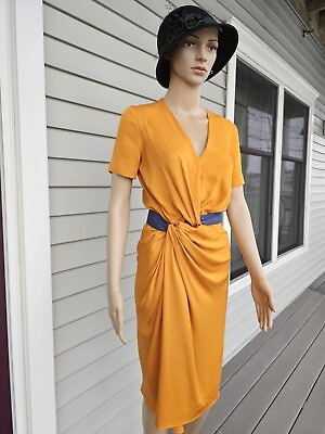 #ad VIONNET Vintage Size 4 Orange Knee Length DRESS