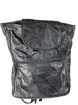 #ad Vintage Leather Black Backpack