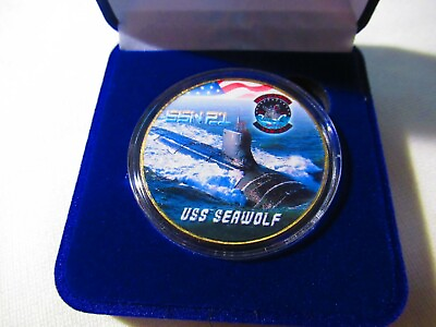 #ad US NAVY SUBMARINE USS SEAWOLF SSN 21 Challenge Coin w Presentation Box