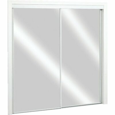#ad 96quot; x 80quot; White Framed Mirror Door