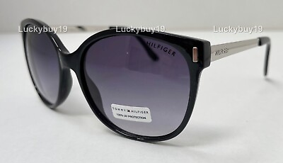 #ad NWT Tommy Hilfiger BREEDA Black Silver Women Authentic Sunglasses 745 NEW