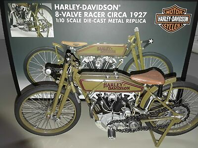 #ad 1927 Harley Davidson 8 valve motorcycle racer 1:10 Die Cast Metal 8 in. COA box