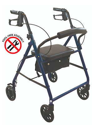 #ad Medical Foldable Lightweight Rollator Walker With Wheels Seat and Storage Bag