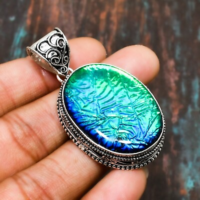 #ad Blue Triplet Opal Gemstone Handmade Pendant Jewelry 2.08quot;