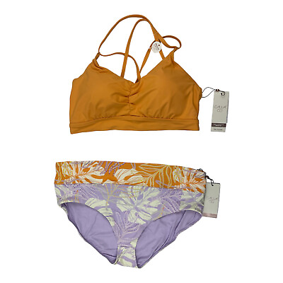 #ad Calia By Carrie Underwood Bikini XXL Orange amp; Lavender 2 Piece Boyshorts