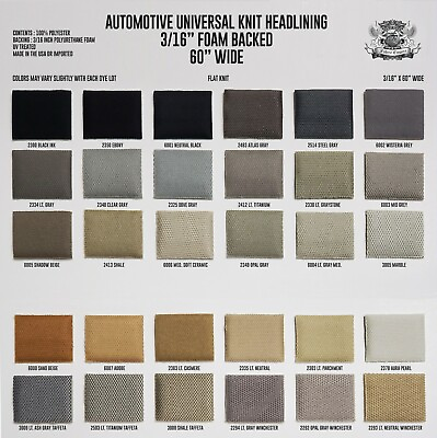 #ad Automotive Universal Flat Knit Headliner Fabric With 3 16 Foam Backing 60quot; Wide