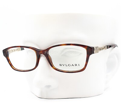 #ad Bvlgari 4061B 851 Eyeglasses Glasses Brown Havana amp; Gold w Crystals 56mm Large