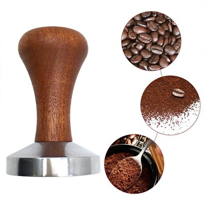 #ad 51 53 58mm Stainless Coffee Tamper Wooden Handle Barista Espresso Grinder