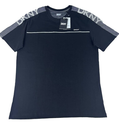 #ad New DKNY Men#x27;s Short Sleeve Classic Fit T Shirt Stretch Black DK43SK538 M L XL