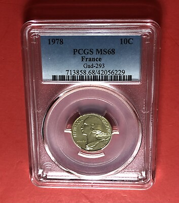 #ad FRANCE 1978 UNCIRCULATED 10C COINGRADED BY PCGS MS68