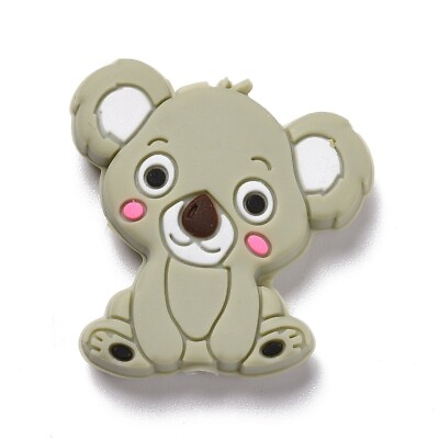 #ad 10x Silicone Gray Koala Focal Beads Chewing Beads for DIY Baby#x27;s Toys Crafts