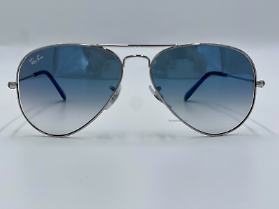 #ad Ray Ban Aviator Silver 3025 003 3F Blue Gradient Lenses Sunglasses 62 mm New