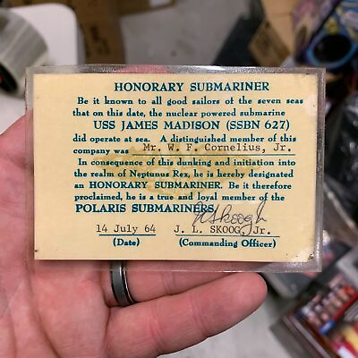 #ad Vintage c.1960s USS James Madison SSBN 627 Submarine Honorary Submariner Card
