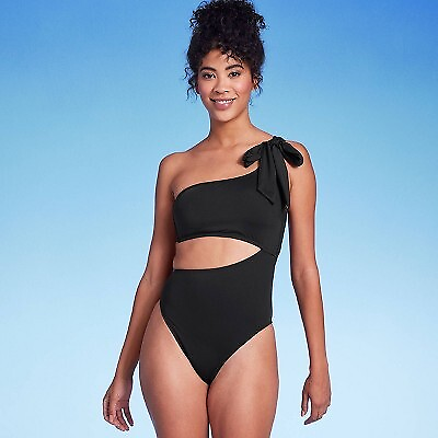 #ad Women#x27;s One Shoulder Bow Cut Out One Piece Swimsuit Shade amp; Shore $7.99