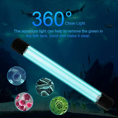 #ad Aquarium UV C Clean Light Submersible Waterproof Water Clean Lamp for Fish Tank
