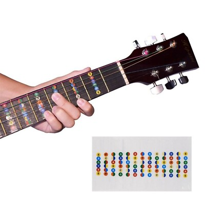 #ad Guitar Fretboard Note Map Decals Stickers for Learning Chords Clear $4.50