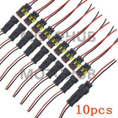 #ad 10x Waterproof Electrical Wire Connector Plug Cable Superseal Amp Tyco 2Pin 12V $10.39