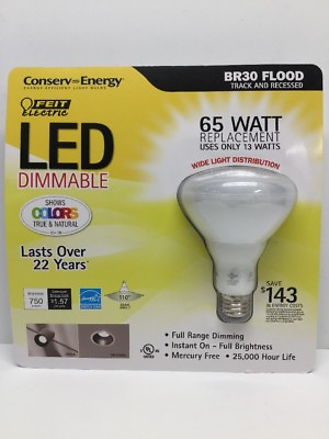 #ad 65W LED FLOOD DIMMABLE 65 WATTS 750 LUMENS REPLACEMENT BULB USES ONLY 13 WTS B19 $15.99