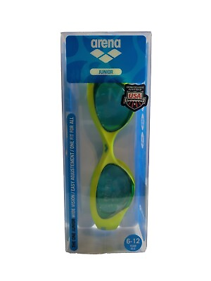 #ad Arena Junior Swimming Goggles Blue Tinted Lens Lime Blue New