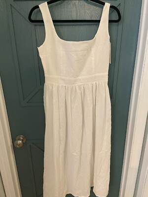 #ad Hotian White Summer Dress Cotton M L Casual NWT $16.99