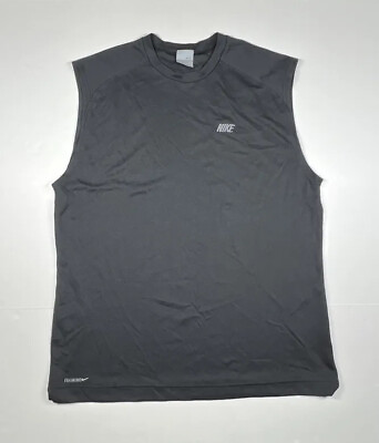 #ad Nike Mens Sleeveless Training Shirt Black Gray Size Large