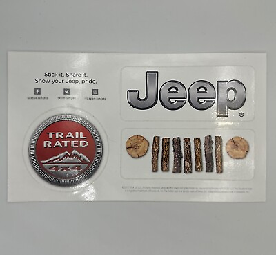#ad 2017 JEEP 3 Sticker Decal Sheet Wooden Log Grill Trail Rated 4x4 Logo Car Laptop