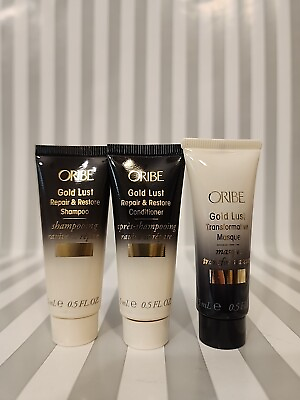 #ad Oribe Gold Lust Mini Set Gold Lust Shampoo Conditioner amp; Hair Masque .5oz Each $24.59