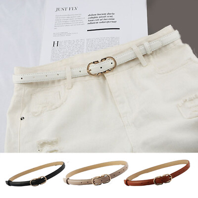 #ad Jeans Dress Trouser Decorative PU Waistband Asymmetric Metal Pin Buckle Belt