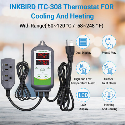 #ad Inkbird ITC 308 Wired Thermostat Heating Cooling Temperature Control 50°C 120°C