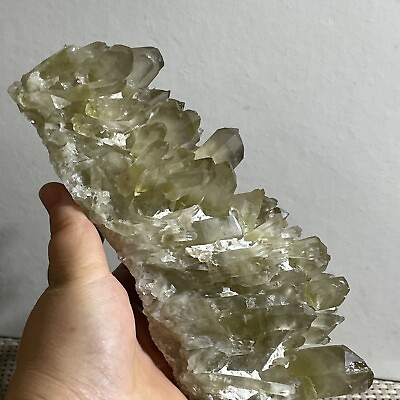 #ad Natural Quartz Cluster Yellow Crystal Gem Stone Mineral Healing Specimen 1046g