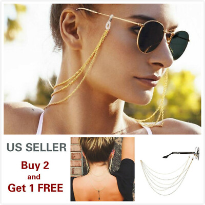 #ad Eyeglass Chain Sunglasses Read Bead Glasses Chain Holder Eyewear Rope Necklace C