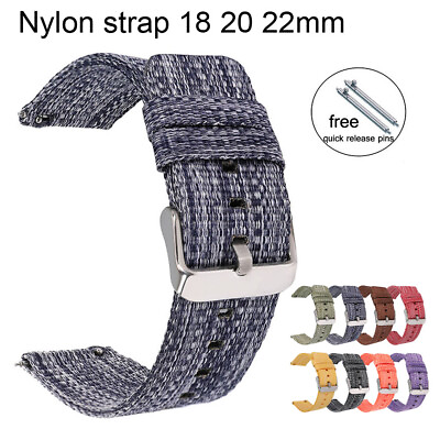 #ad Nylon Watch Strap 20mm 22mm 18mm Replacement Watch Band Canvas Weave Wrist Belt