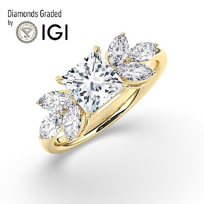 #ad IGI 1.50CTSolitaire Lab Grown Princess Diamond Engagement Ring18K Yellow Gold $1717.60