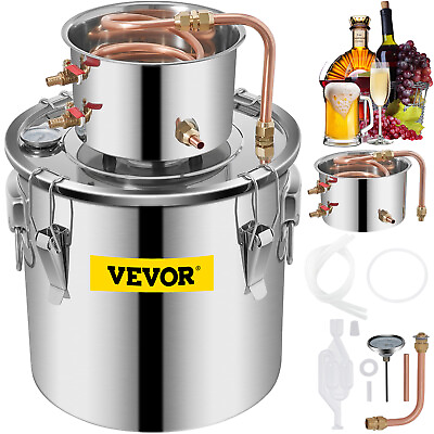 #ad VEVOR Alcohol Moonshine Still 5Gal 20L 2 Pot Water Distiller Home Wine Still Kit