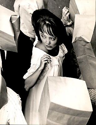 #ad LV87 Original Oversize Photo CAROLYN JONES Beautiful Actress in Nightgown Scene