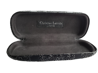 #ad Genuine Christian Lacroix Eyeglasses Case Sunglasses Hard Clamshell Black $10.99