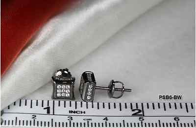 #ad CLASSY BLACK amp; WHITE STERLING SILVER 925 25 WHITE CZS EACH 6MMX6MM STUD EARRINGS