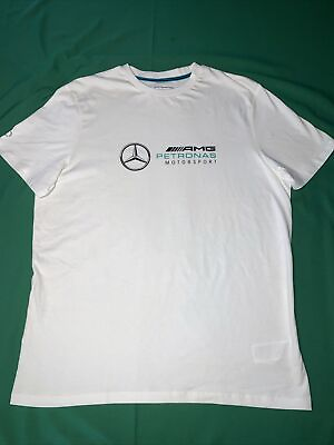 #ad 2024 Mercedes AMG Petronas F1 Men#x27;s Large Logo White T shirt Sz 2XL 100% Cotton