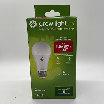 #ad GE Grow Light LED 9W Advanced Red Light Spectrum High Output PPF 15 Bulb A19