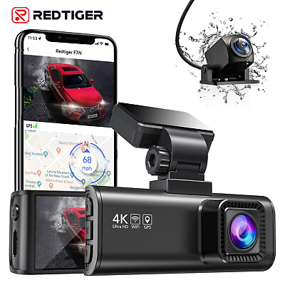 #ad REDTIGER 4K Dual Dash Cam Front and Rear Dash Camera Built in WiFi GPS for Cars