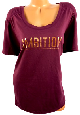 #ad Terra amp; sky burgundy gold ambition short sleeves round neck plus tee top 24 26W