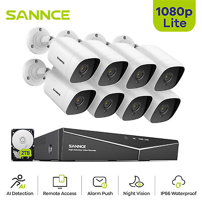 #ad SANNCE 4CH 8CH 1080P Lite DVR 2MP Video CCTV Security Camera System EXIR Outdoor